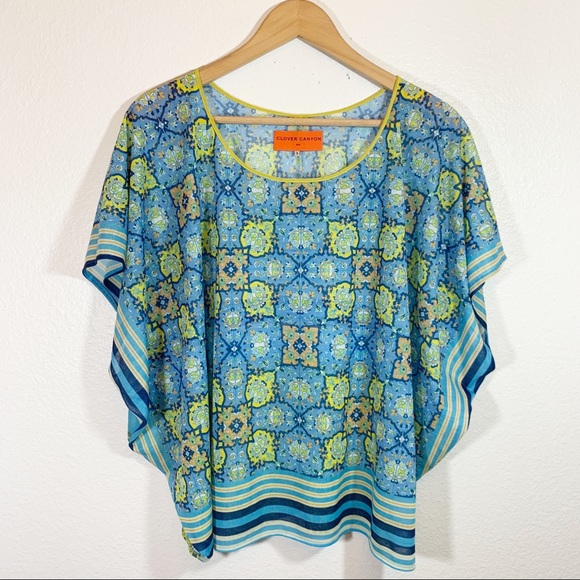 Clover Canyon Tops - CLOVER CANYON dolman short sleeve top geometric print